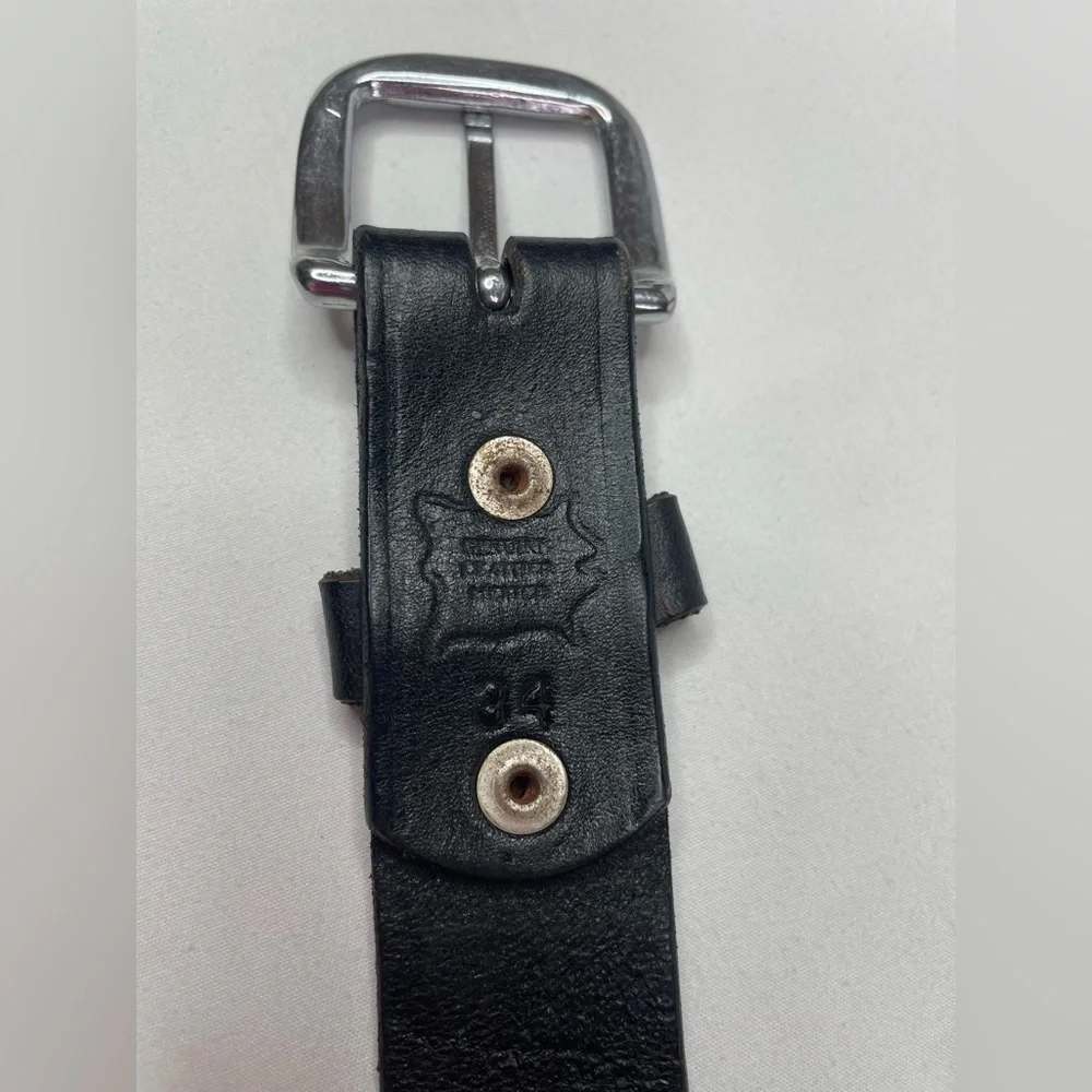 Black and Brown Braided Leather Belt Silver Buckle